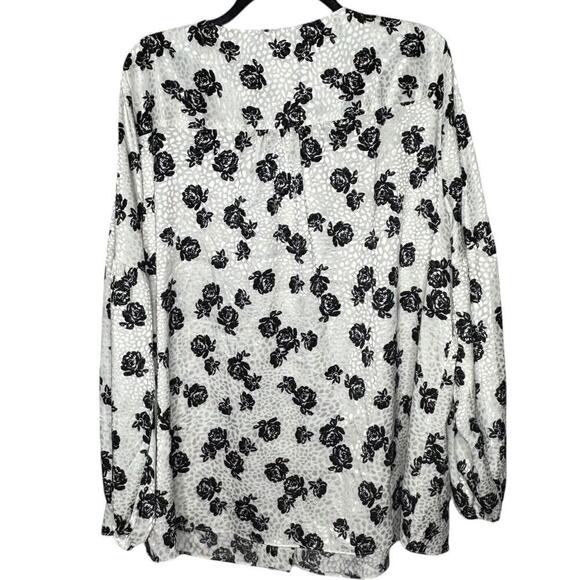 Lane Bryant Satin Floral Rose Full Sleeves Girly Romantic Top Blouse Size 16 New - Picture 2 of 13